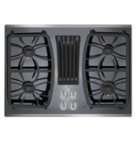 GE Profile - 30" Built-In Gas Cooktop with 4 burners and Downdraft Vent - Stainless Steel - Front_Zoom