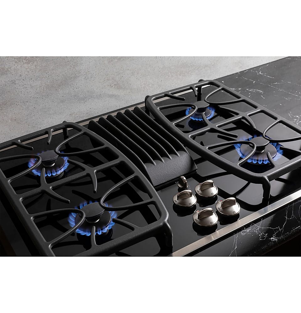 Alt View 16. GE Profile - 30" Built-In Gas Cooktop with 4 burners and Downdraft Vent - Stainless steel.