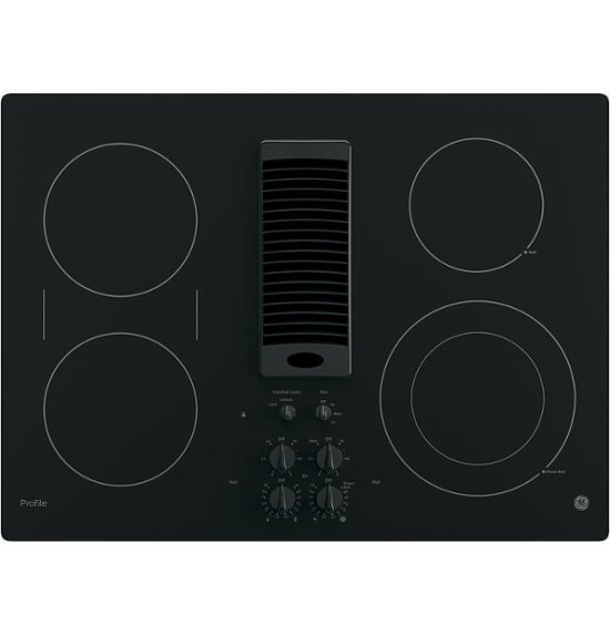 GE Profile – 30″ Built-In Electric Cooktop with 4 Burners – Black