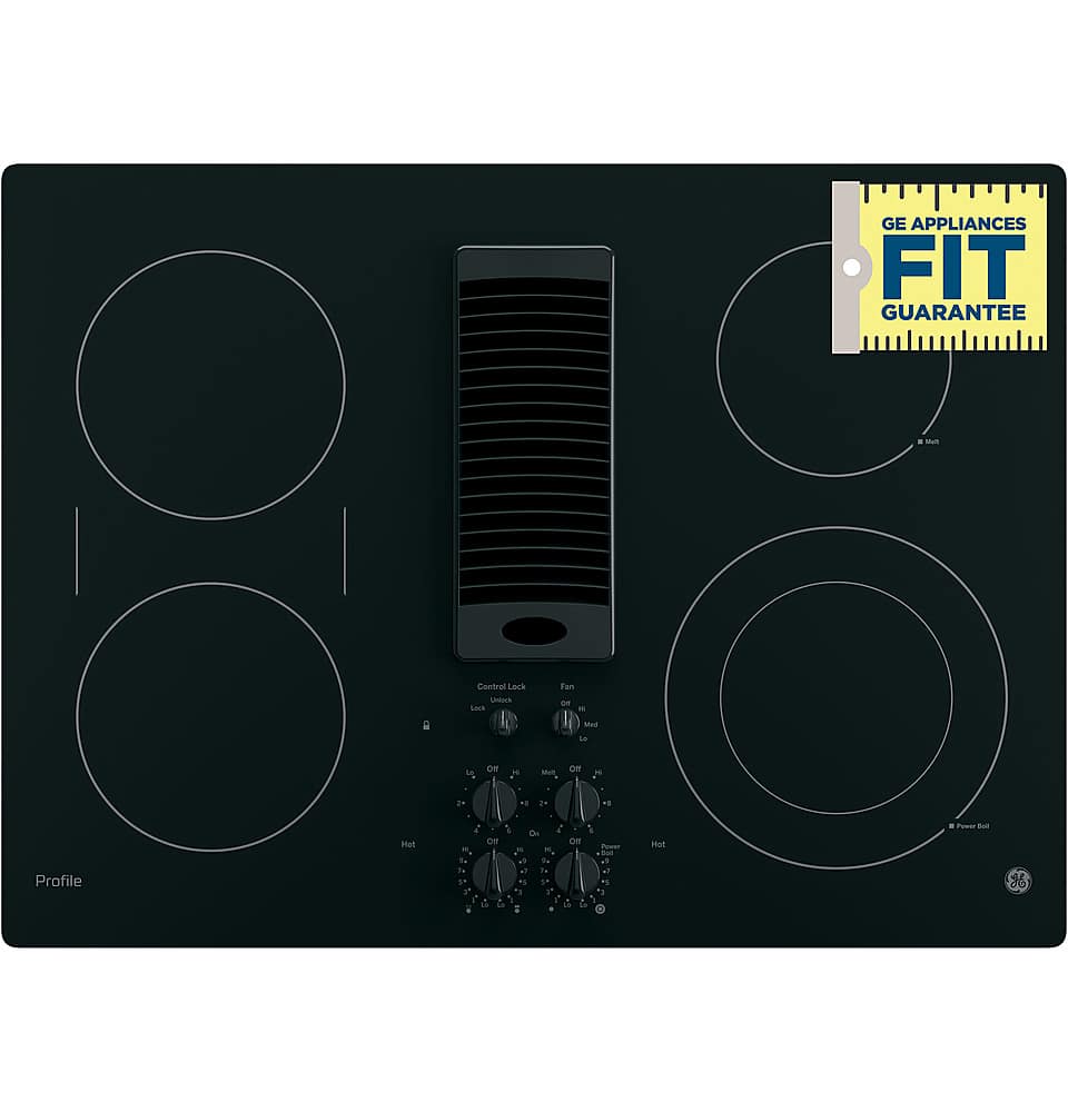 Alt View 11. GE Profile - 30" Built-In Downdraft Electric Cooktop with 4 Burners - Black.