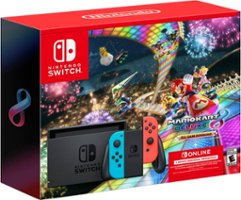 Nintendo Switch Neon Joy-Con + Mario Kart 8 Deluxe (GameDownload) + 3 Month Nintendo Switch Online Individual Membership - Front_Zoom
