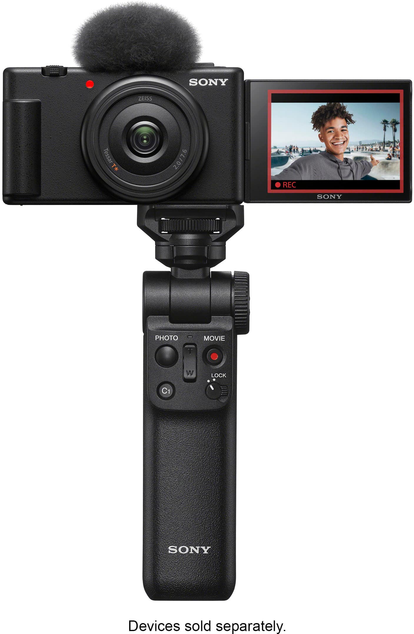 Alt View 14. Sony - ZV-1F Vlog Camera for Content Creators and Vloggers - Black.