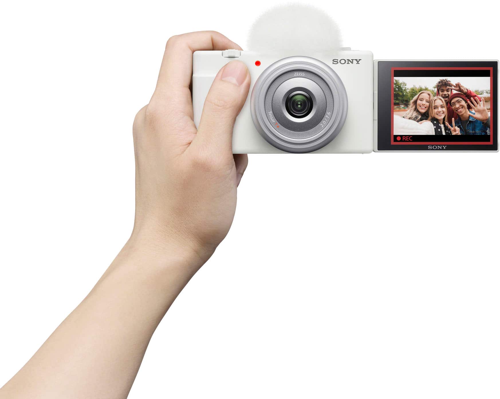 Angle. Sony - ZV-1F Vlog Camera for Content Creators and Vloggers - White.