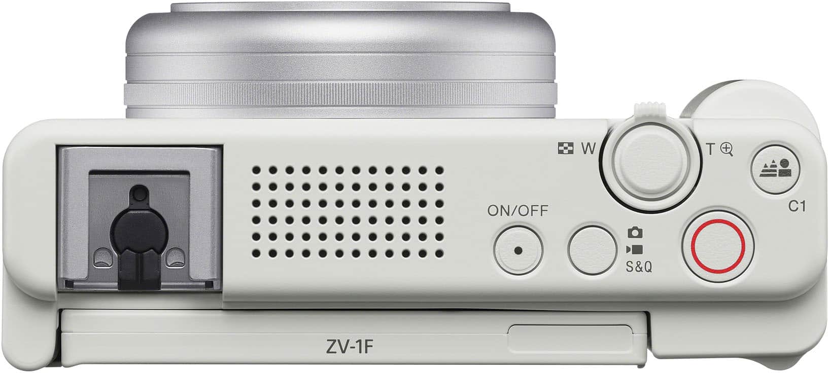 Top. Sony - ZV-1F Vlog Camera for Content Creators and Vloggers - White.