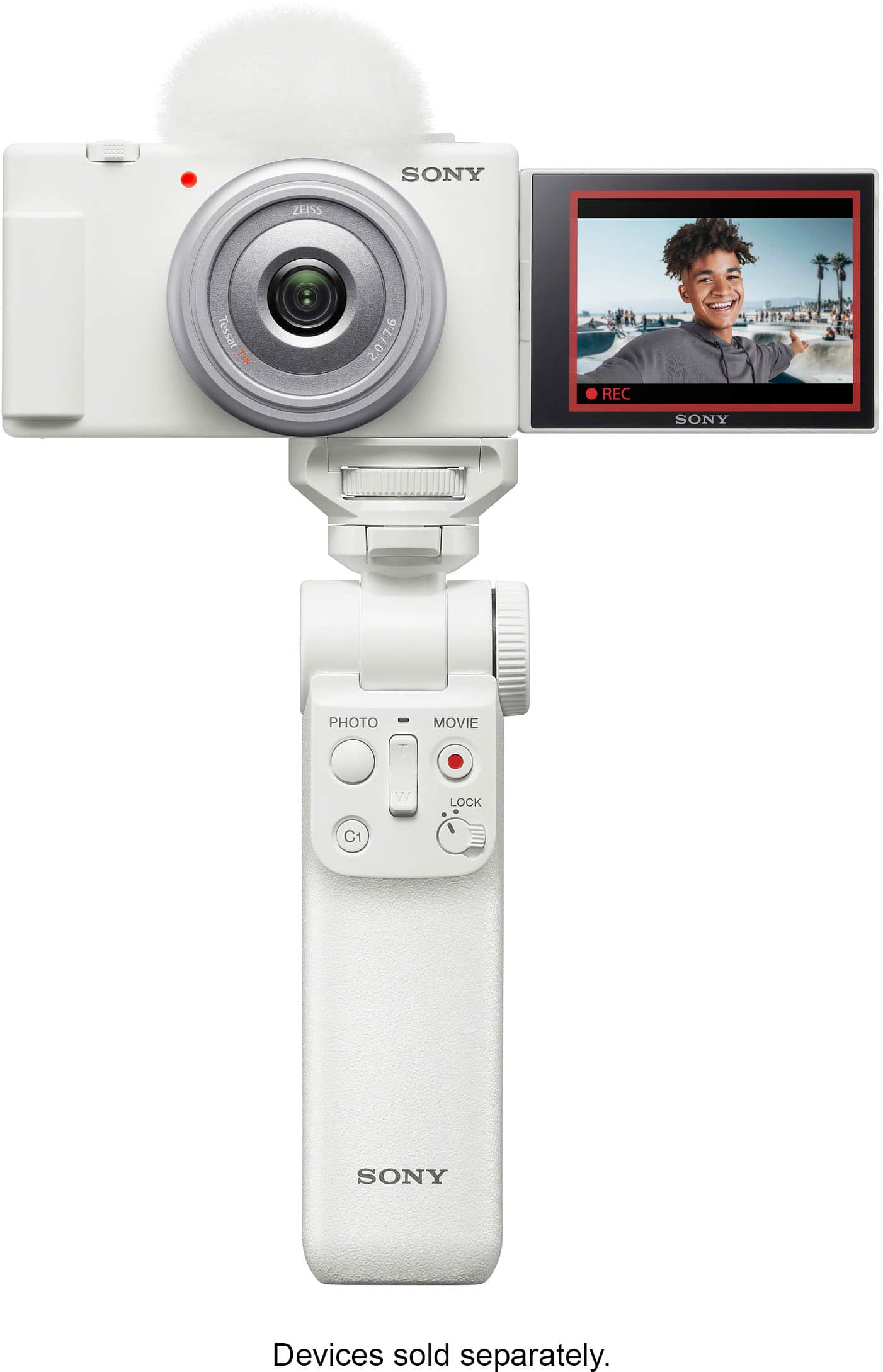 Alt View 14. Sony - ZV-1F Vlog Camera for Content Creators and Vloggers - White.