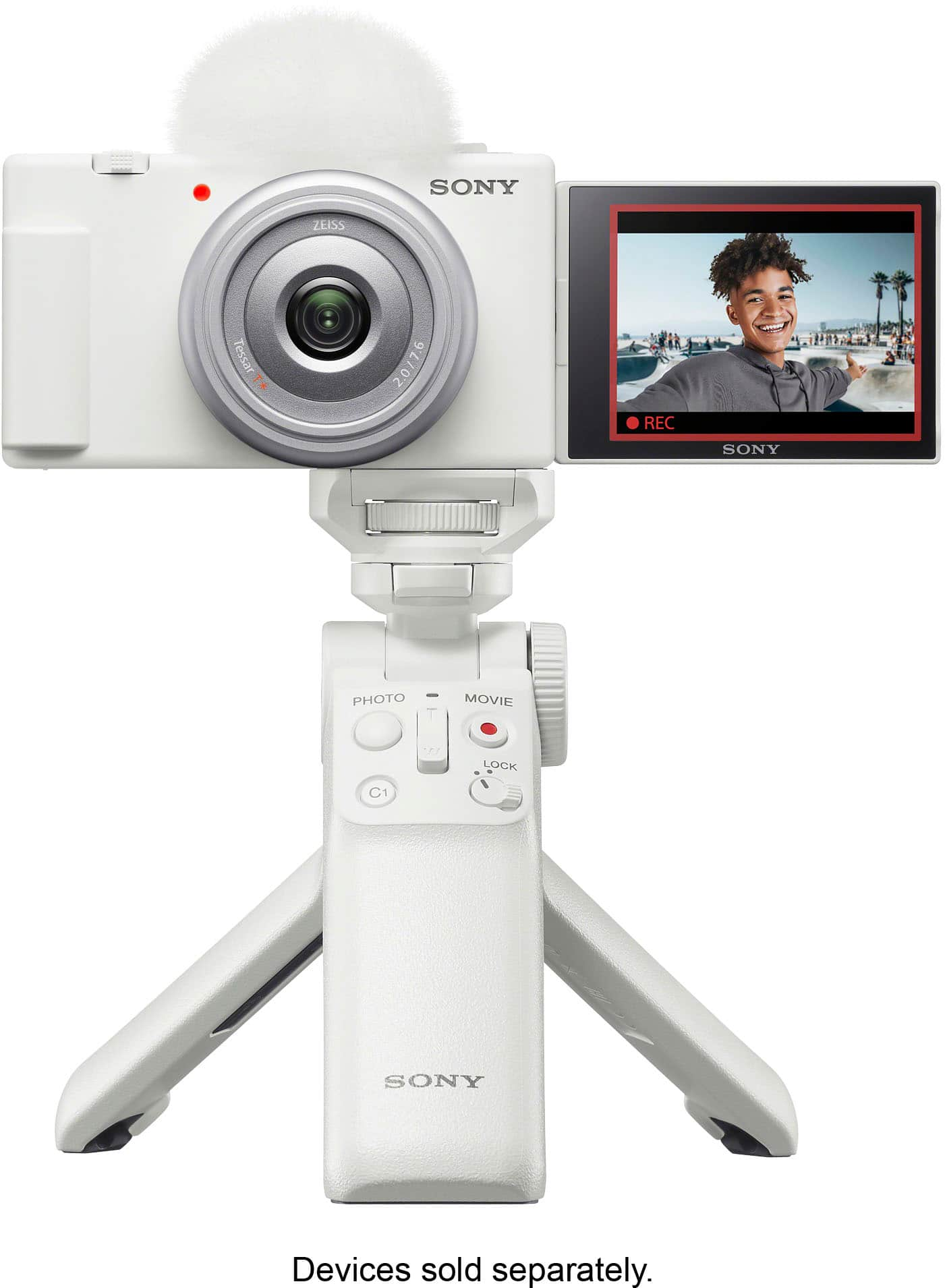 Sony ZV-1F Vlogging Camera (White) with Sony Vlogger's Accessory KIT  (ACC-VC1)