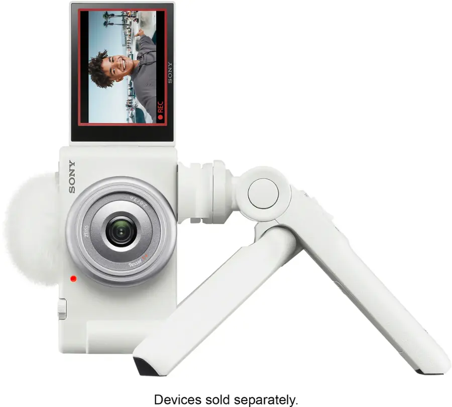 Alt View 17. Sony - ZV-1F Vlog Camera for Content Creators and Vloggers - White.