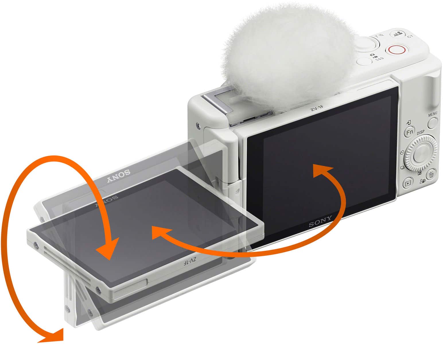 Left. Sony - ZV-1F Vlog Camera for Content Creators and Vloggers - White.