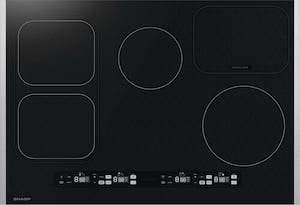 Sharp - Built-In Induction Cooktop with Four Cooking Zones and Dedicated Timers, Side Accessories Included – 30” - Black