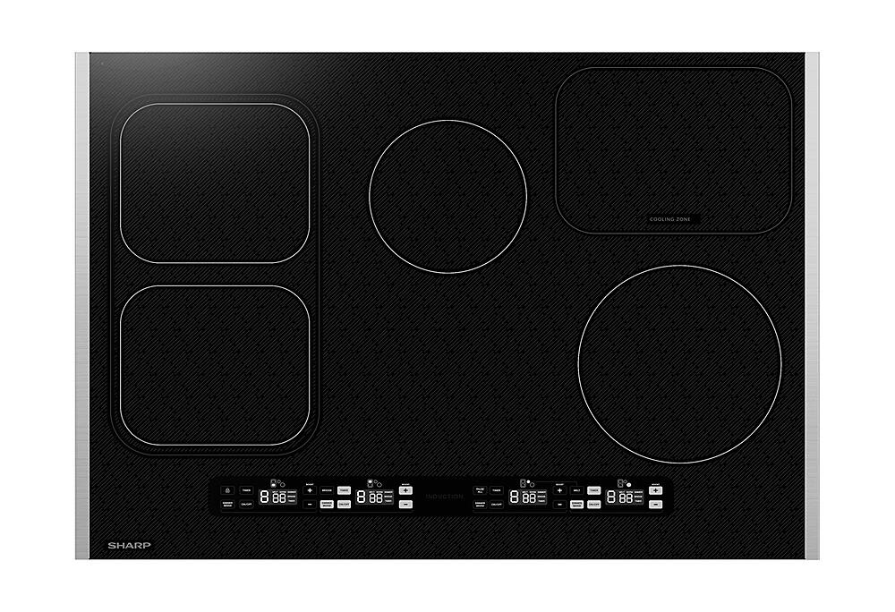 The text on the image reads "COOLING ZONE a 88 - : INDUCTION - 8B + 1 DO SHARP." This text is likely a description of the stove's features or functions. The stove has a cooling zone, which is indicated by the "a 88" part of the text. It also has an induction cooking feature, as indicated by the "INDUCTION - 8B + 1 DO SHARP" part of the text. The stove is designed by Sharp, as indicated by the "DO SHARP" part of the text.