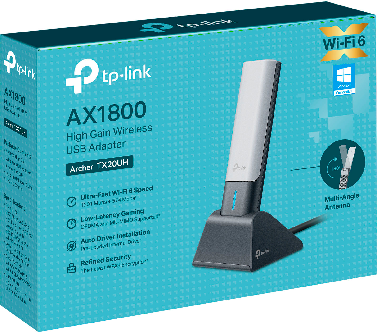 is Møntvask tråd TP-Link Archer TX20UH AX1800 Dual-Band Wi-Fi 6 USB 3.0 Adapter Space Gray  Archer TX20UH - Best Buy