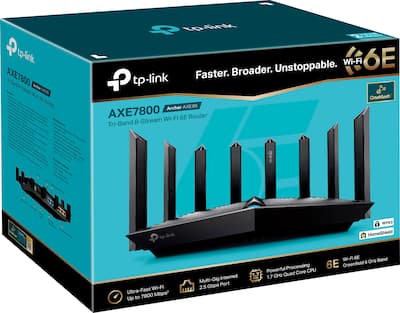 TP Link Archer AXE7800 Tri Band Wi Fi 6E Router Black Archer TP Link Archer AXE7800 Tri Band Wi Fi 6E Router Black Archer