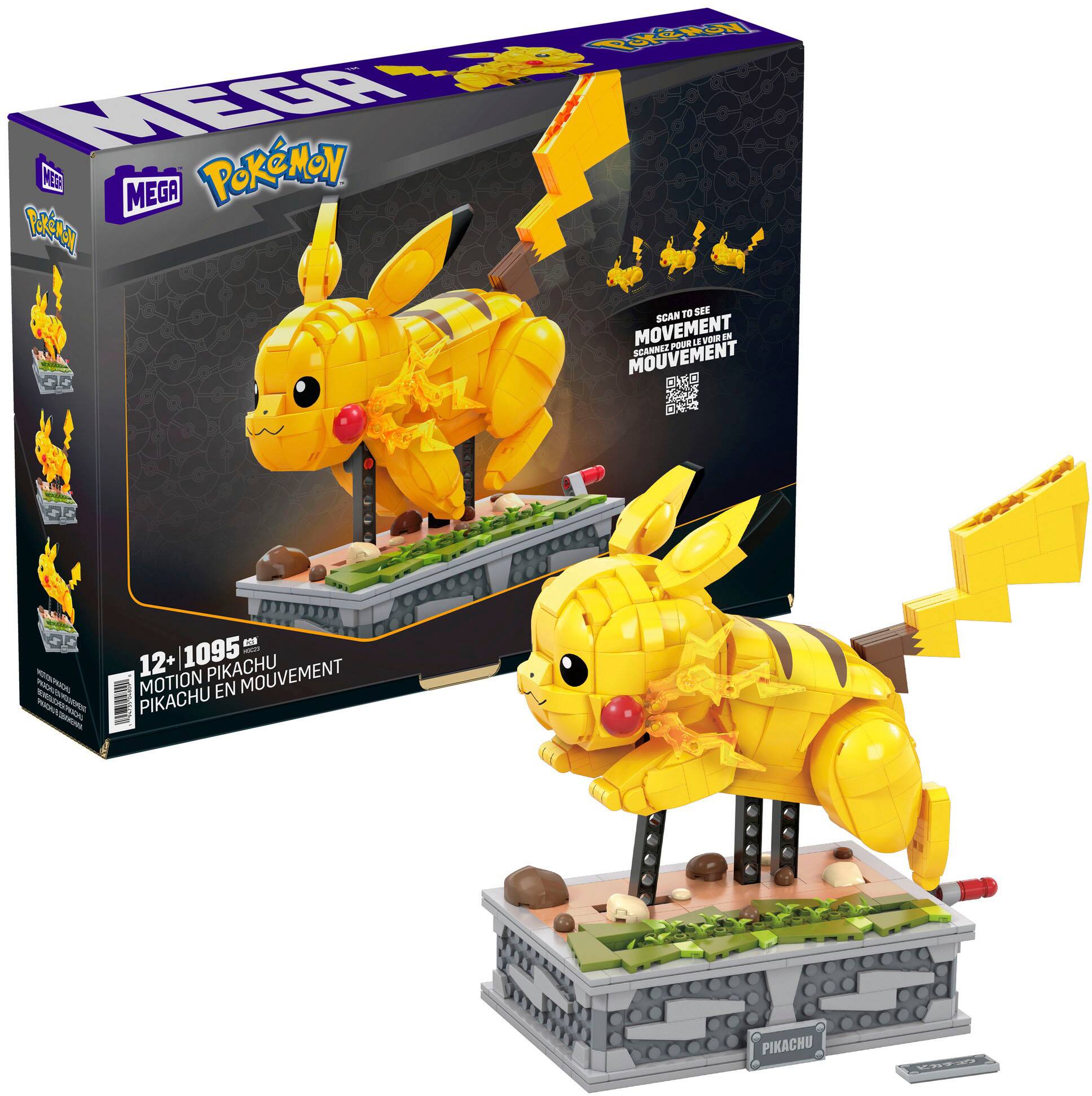 MEGA Pokémon Motion Pikachu Building Brick Set with Mechanized Motion - Yellow