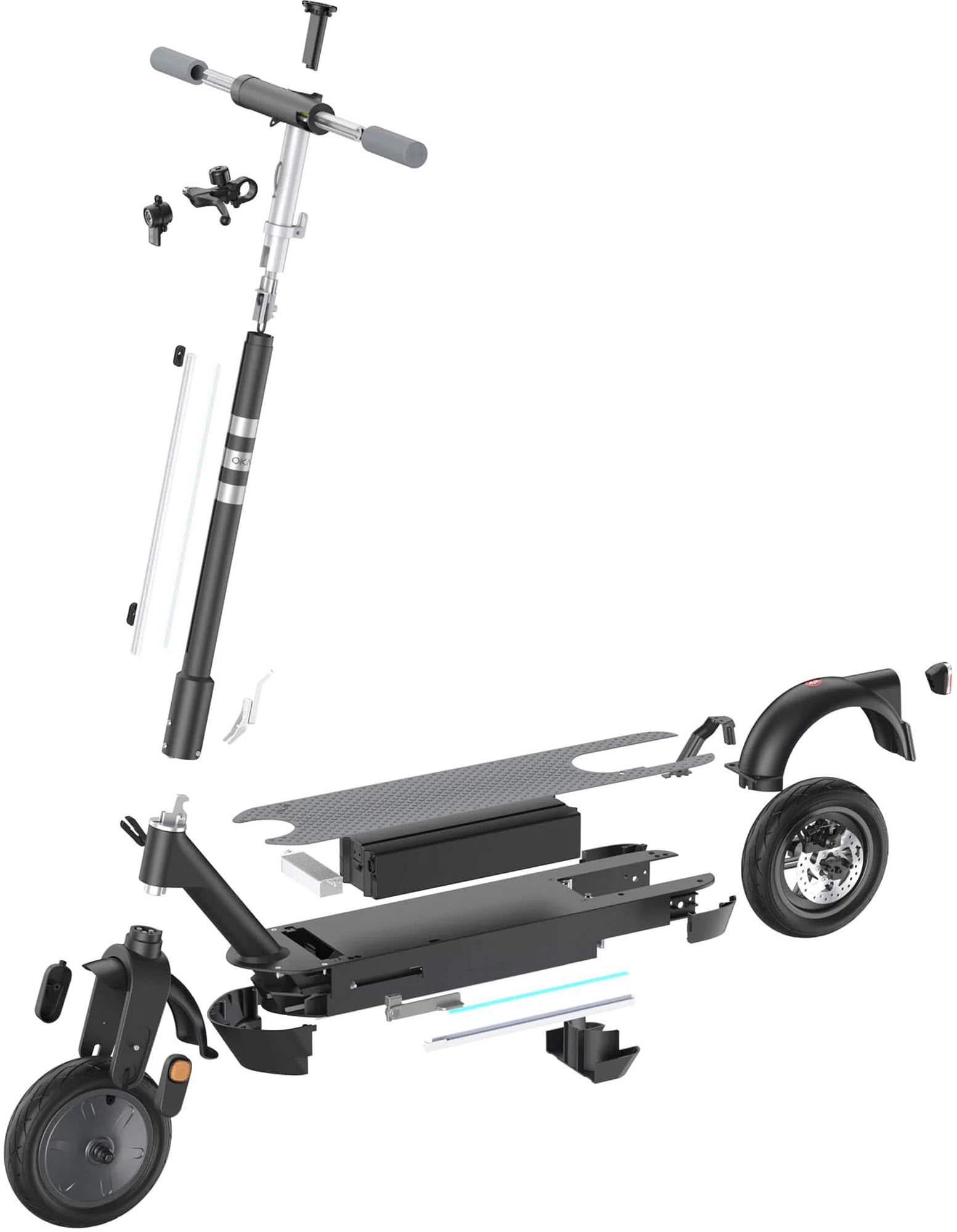 Left. OKAI - NEON Pro Foldable Electric Scooter w/ 50 Miles Max Operating Range & 20 mph Max Speed - Black.