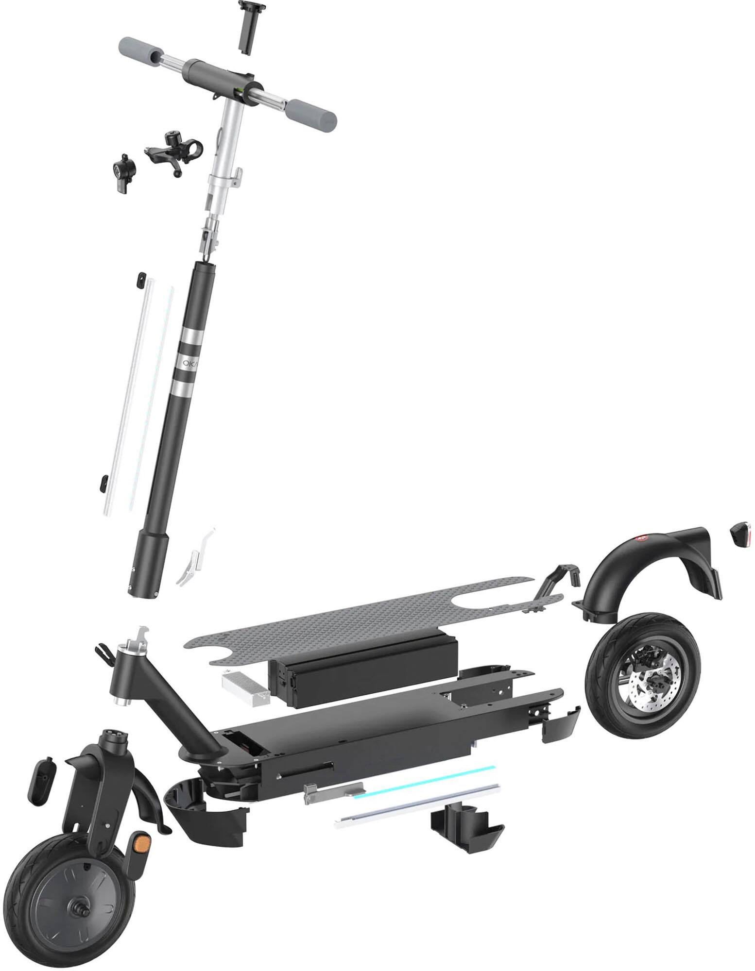 Left. OKAI - NEON Pro Foldable Electric Scooter w/ 50 Miles Max Operating Range & 20 mph Max Speed - Black.