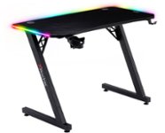 Front. X Rocker - Cobra Gaming Desk with RGB Lighting - Black.