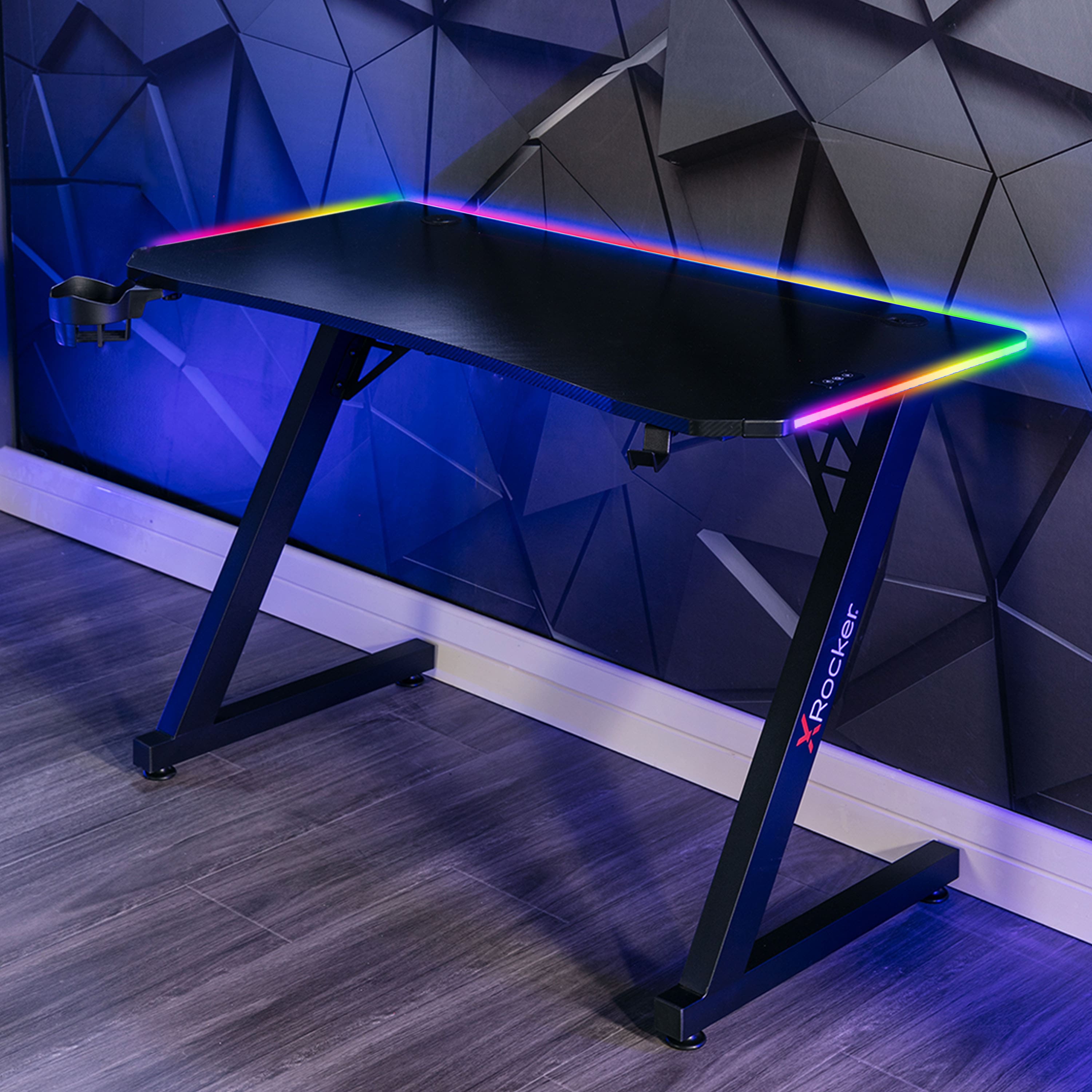 Alt View 13. X Rocker - Cobra Gaming Desk with RGB Lighting - Black.