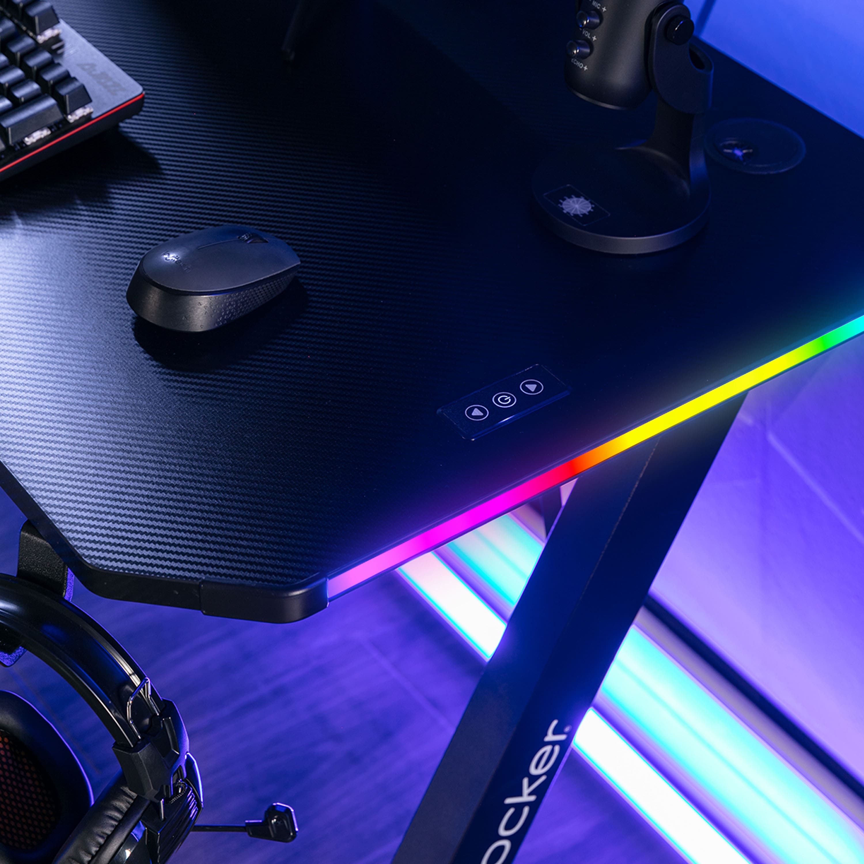 Alt View 15. X Rocker - Cobra Gaming Desk with RGB Lighting - Black.