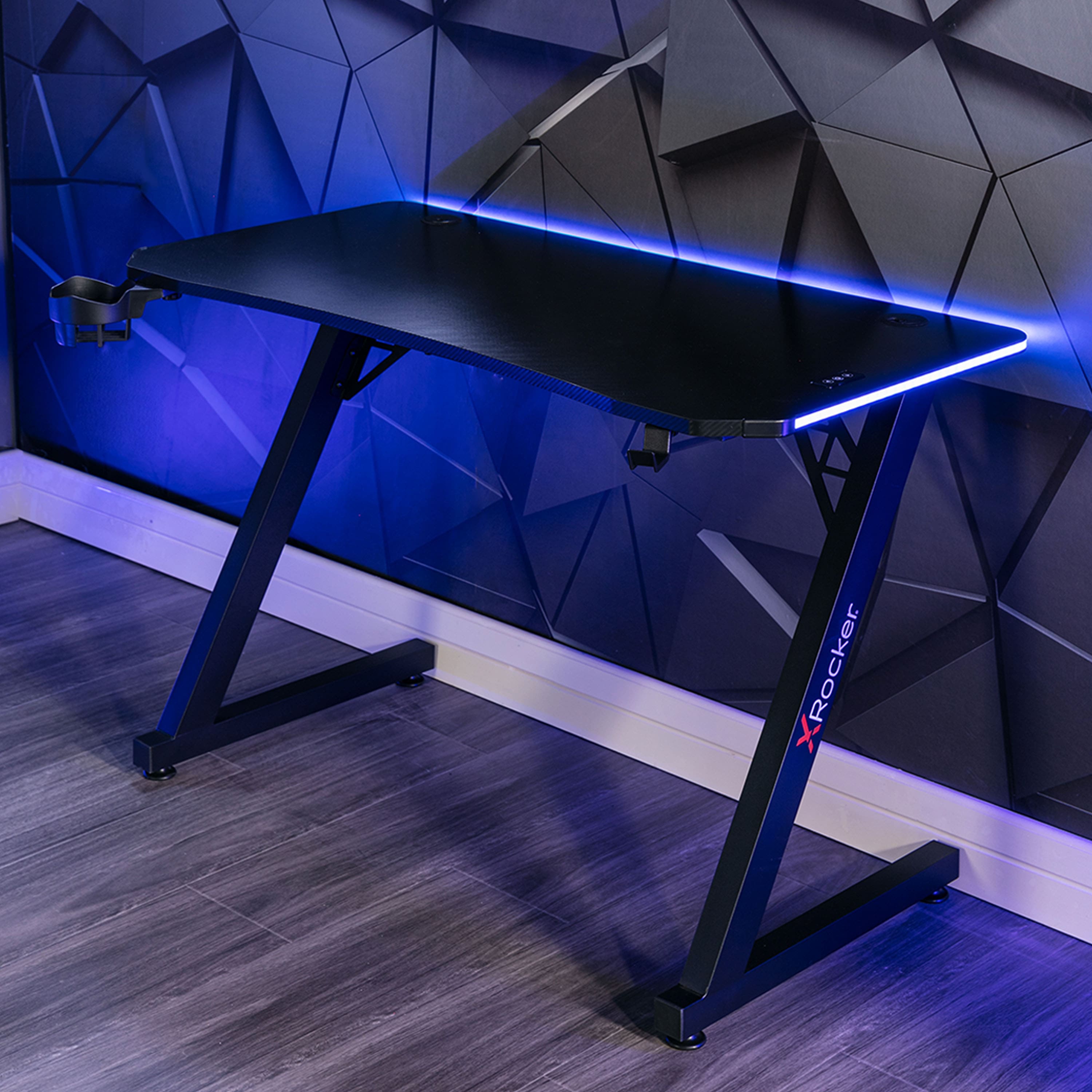 Alt View 16. X Rocker - Cobra Gaming Desk with RGB Lighting - Black.
