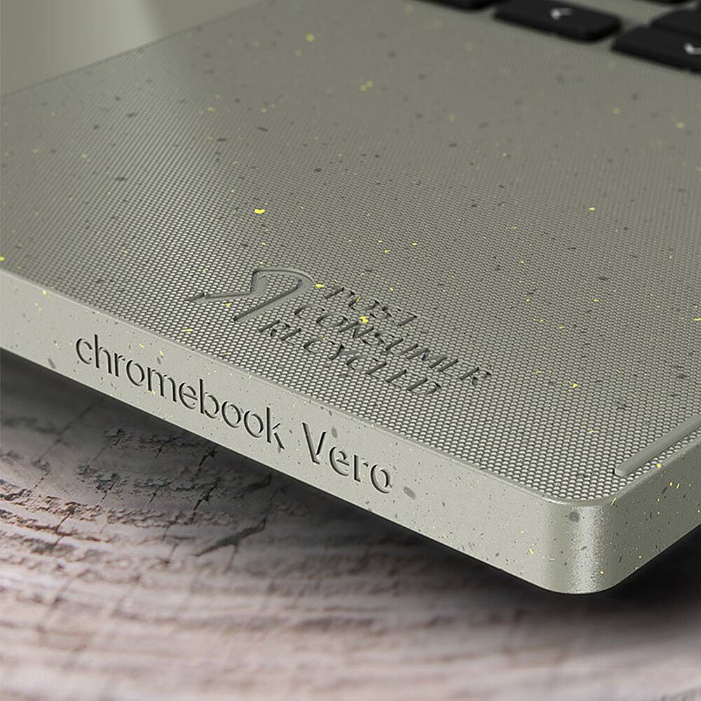 Angle. Acer - Vero 514 Chromebook Green PC Laptop - 14" FHD IPS - Intel Core i3 -1215U - 8GB LPDDRX Memory - 128GB SSD - Gray.