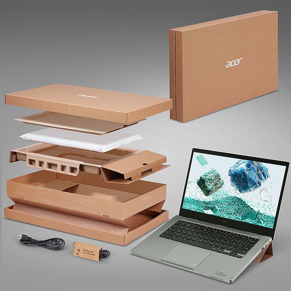 Alt View 3. Acer - Vero 514 Chromebook Green PC Laptop - 14" FHD IPS - Intel Core i3 -1215U - 8GB LPDDRX Memory - 128GB SSD - Gray.