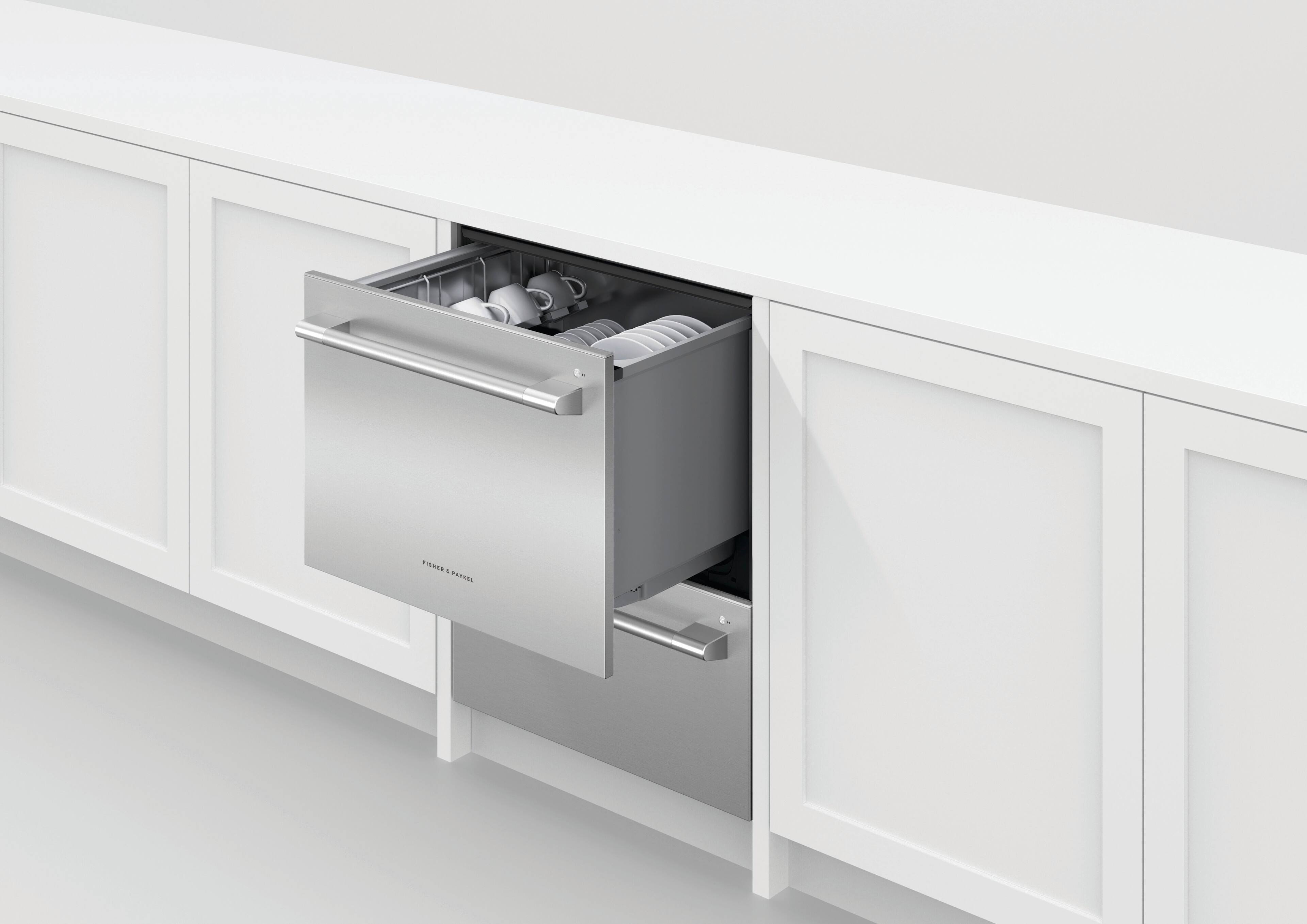 Alt View 12. Fisher & Paykel - Series 11 24" Full Top Control Smart Built-in Stainless Steel Double DishDrawer Dishwasher with Sanitize 43dBA - Silver.