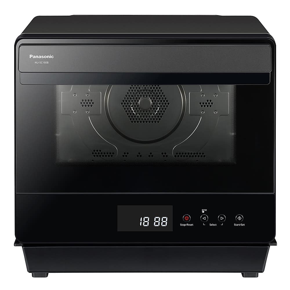 Front. Panasonic - HomeCHEF .7 Cu. Ft. 7-in-1 Compact Oven with Steam and Convection - Black.