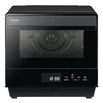 Front. Panasonic - HomeCHEF .7 Cu. Ft. 7-in-1 Compact Oven with Steam and Convection - Black.