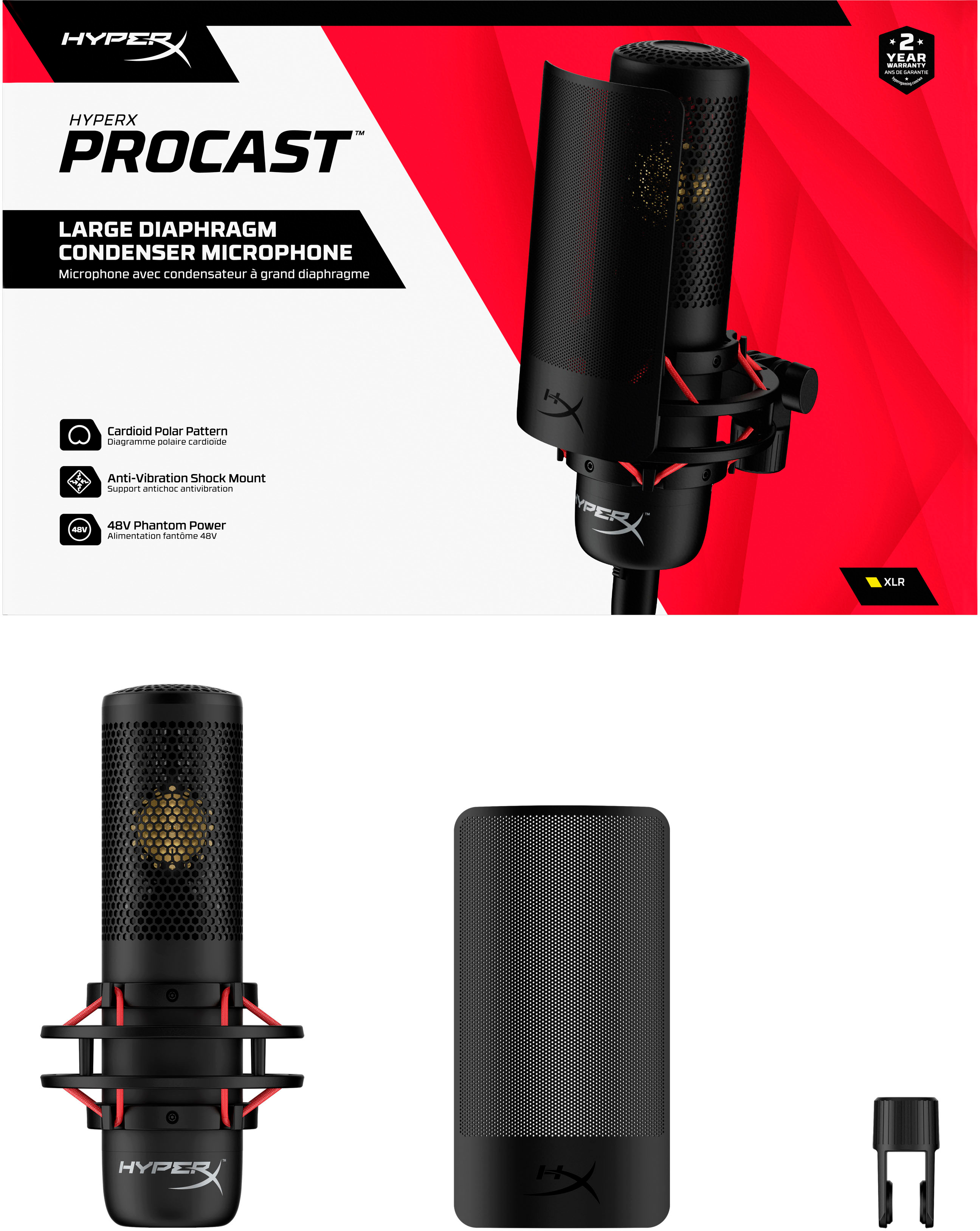 Best Buy: HyperX QuadCast Wired Multi-Pattern USB Electret Condenser  Microphone 4P5P6AA/HX-MICQC-BK