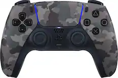 Front. Sony - PlayStation 5 - DualSense Wireless Controller - Gray Camouflage.