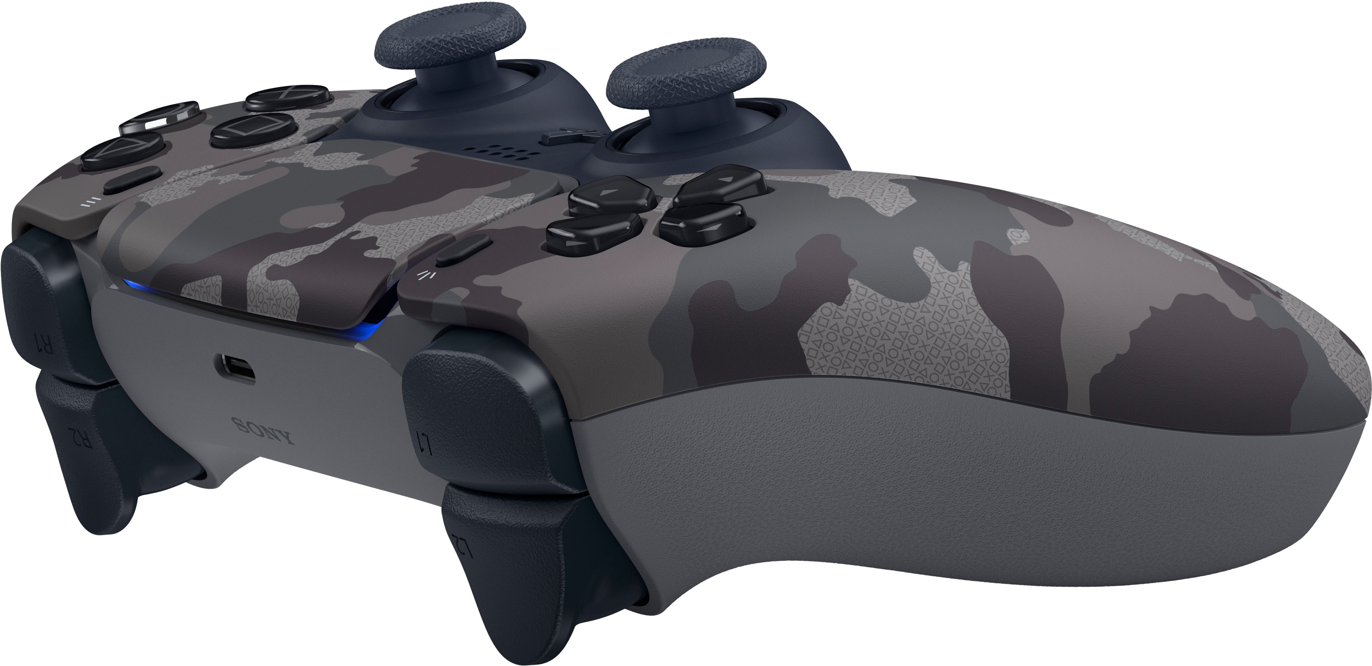 Left View: Sony - PlayStation 5 - DualSense Wireless Controller - Gray Camouflage