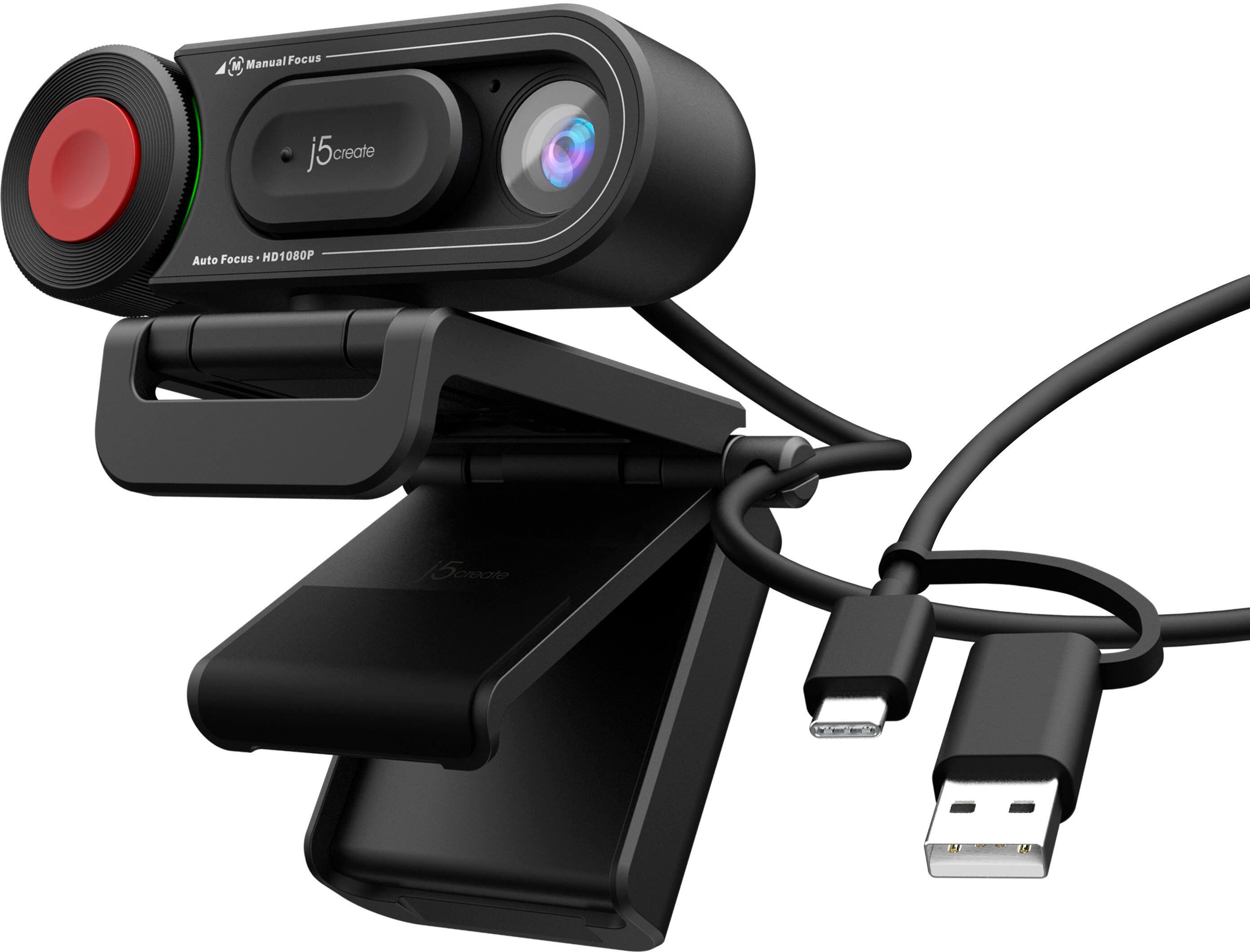 Left. j5create - USB HD Webcam with Auto & Manual Focus Switch - Black.