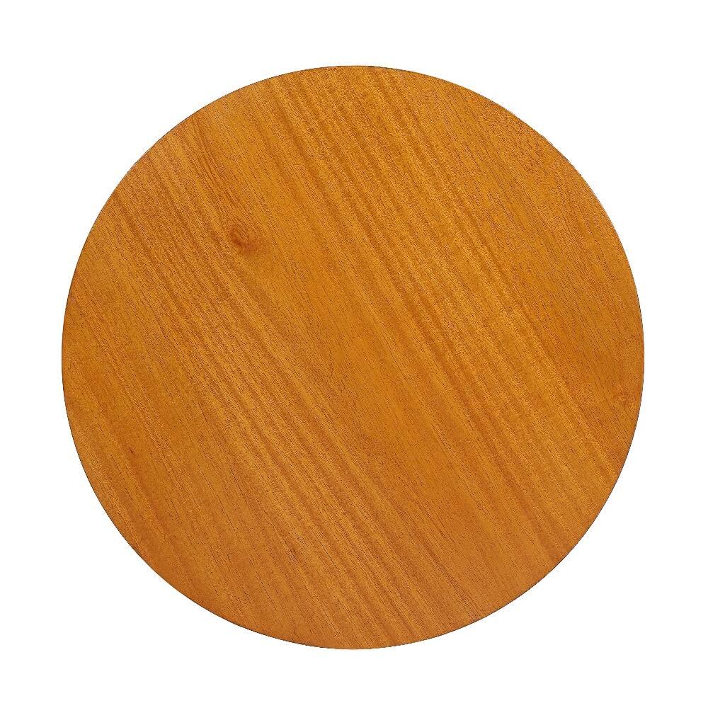 Alt View 4. Loheer - Loheer 15.7 Inch Round End Table Hollow Woven Side Table Rubber Wood Nightstand Rattan Tea Desk Ochre - Ochre.