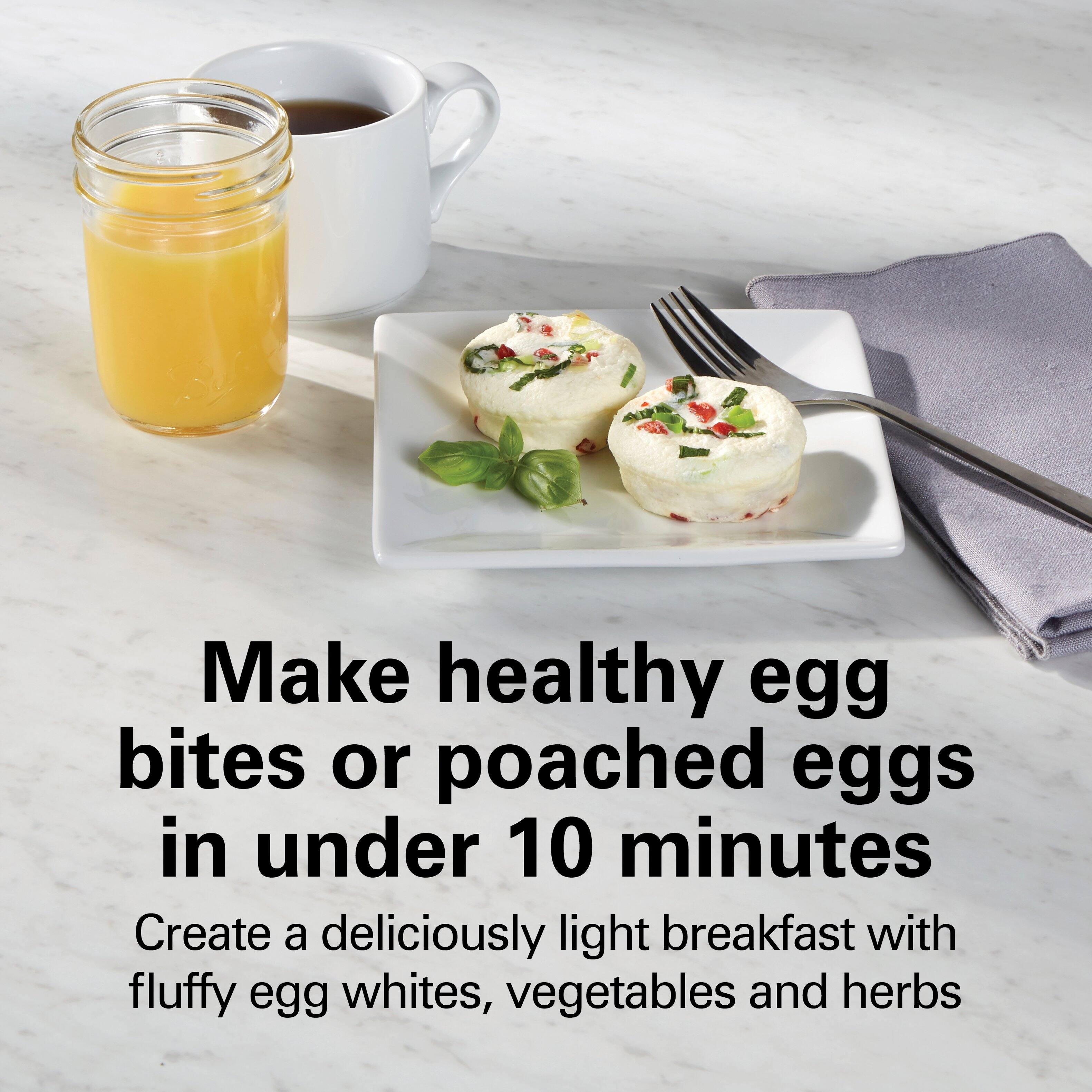 Make healthy egg bites or poached eggs in under 10 minutes

Create a deliciously light breakfast with fluffy egg whites, vegetables, and herbs