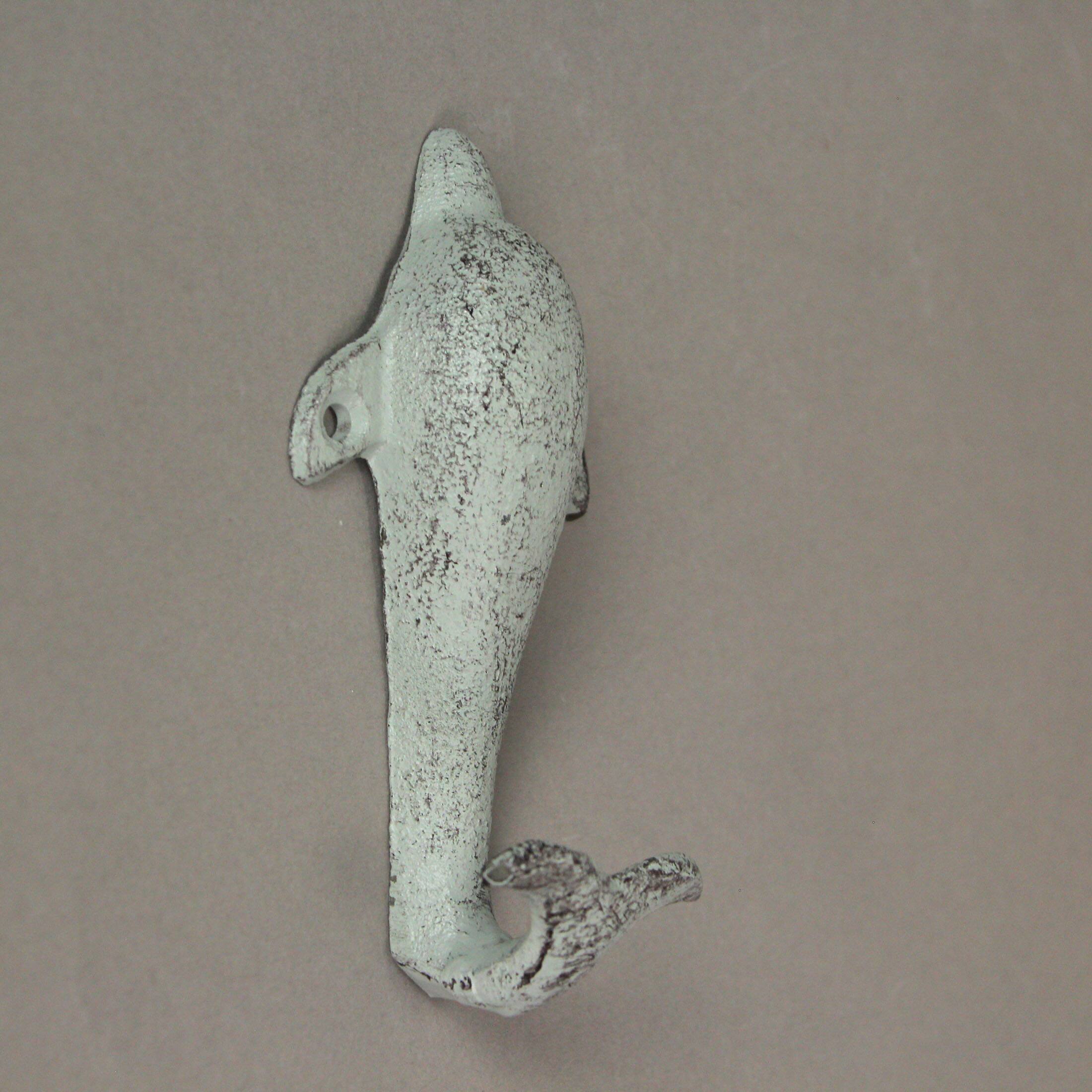 Alt View 7. Zeckos - Set of 3 Colorful Coastal Cast Iron Dolphin Decorative Wall Hooks 5 inch - Multicolored.