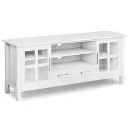 Simpli Home - Kitchener SOLID WOOD 60 inch Wide Contemporary TV Media Stand For TVs up to 65 inches - White