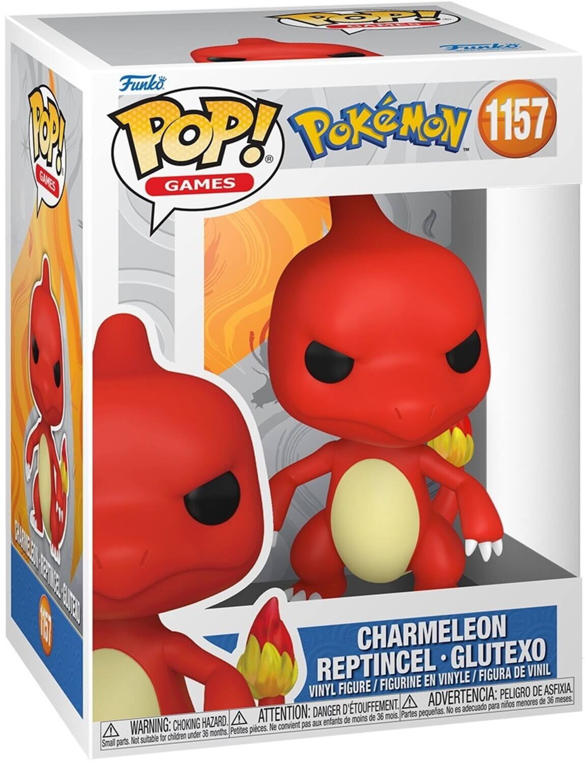 Funko POP! Games Pokémon 1157  
Charmeleon Reptincel Glutexo  
Vinyl Figure / Figurine en Vinyle / Figura de Vinil  

Warning: Choking Hazard. Small parts. Not suitable for children under 36 months.  
Attention: Danger d'étouffement. Petites pièces. Ne convient pas aux enfants de moins de 36 mois.  
Advertencia: Peligro de asfixia. Partes pequeñas. No es adecuado para niños menores de 36 meses.