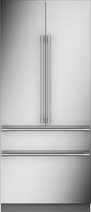 Front. Monogram - 20.1 Cu. Ft. French Door Counter-Depth Refrigerator - Custom Panel Ready - Stainless Steel.