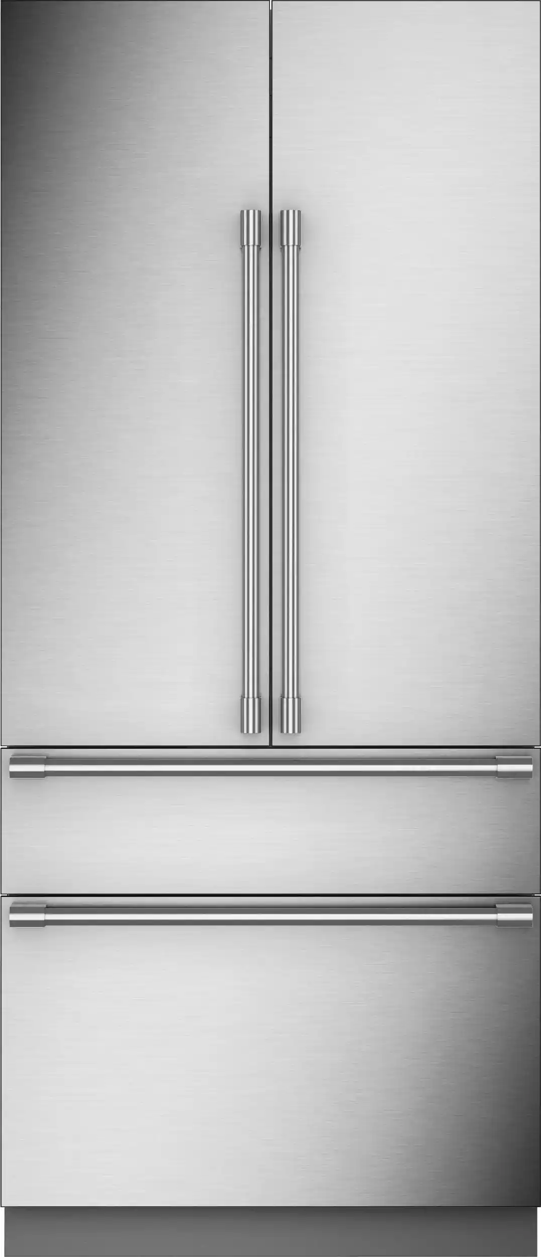 Front. Monogram - 20.1 Cu. Ft. French Door Counter-Depth Refrigerator - Custom Panel Ready - Stainless Steel.