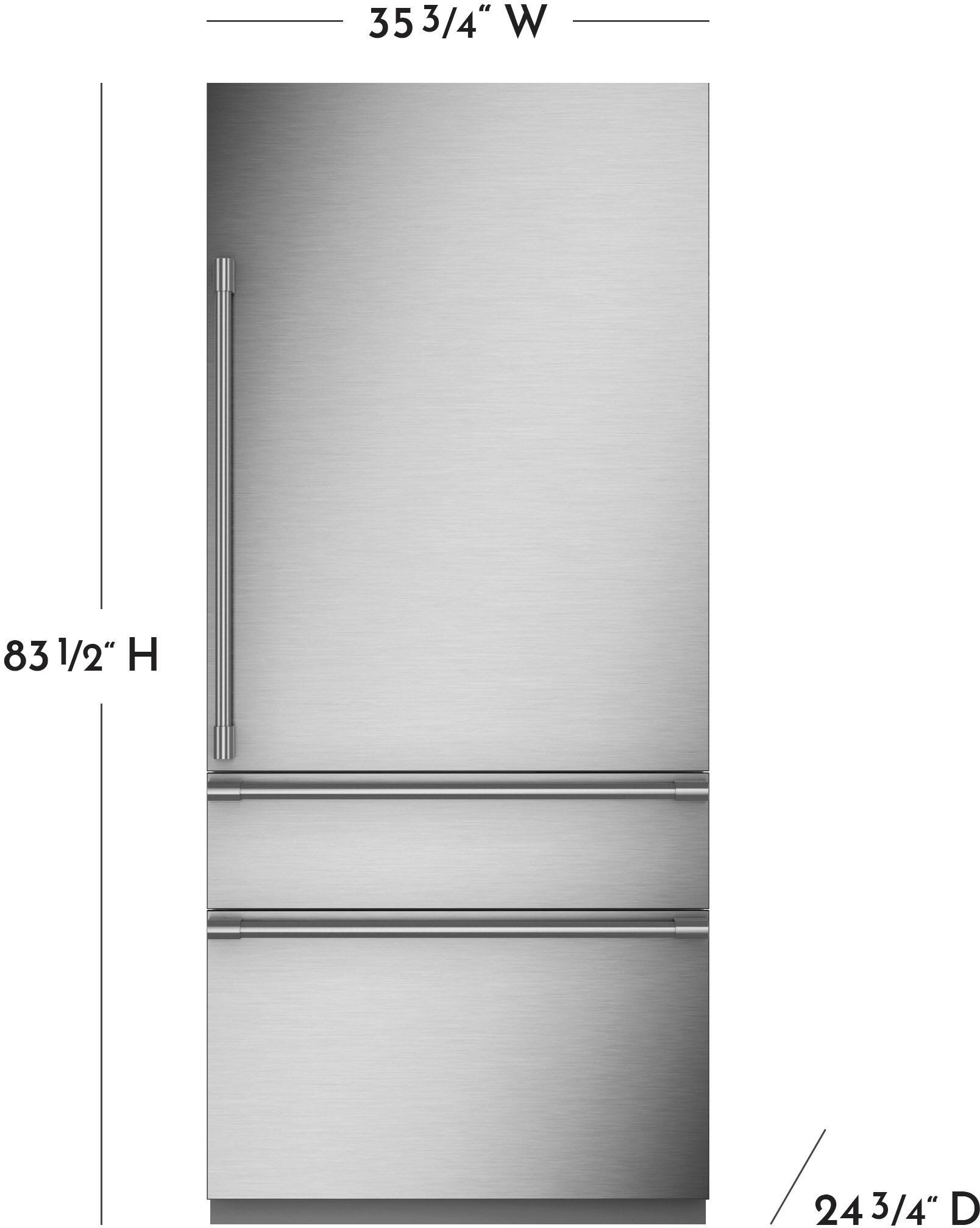 Alt View 1. Monogram - 20.2 Cu. Ft. Bottom-Freezer Counter-Depth Refrigerator - Custom Panel Ready - Stainless Steel.