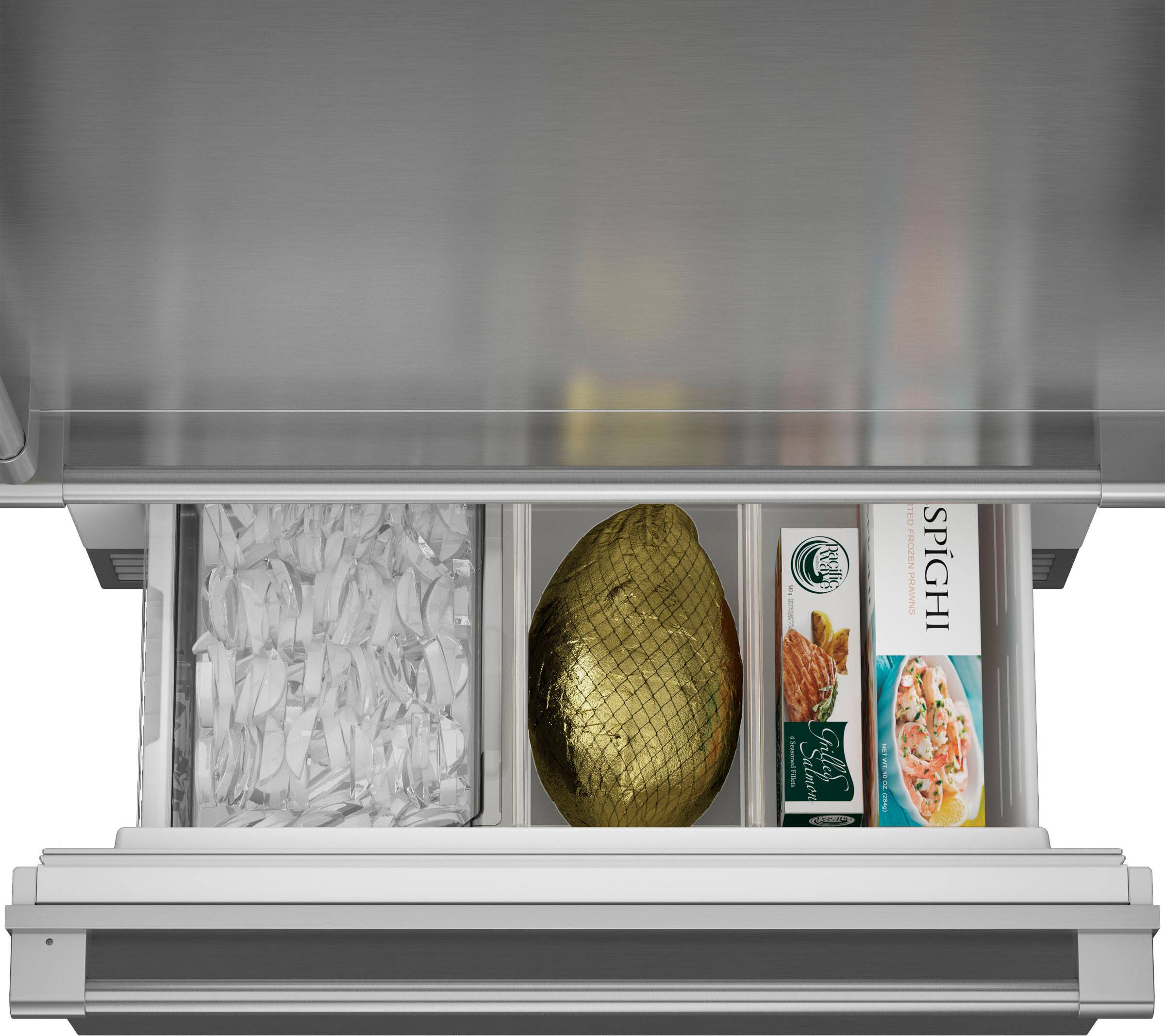 Alt View 4. Monogram - 20.2 Cu. Ft. Bottom-Freezer Counter-Depth Refrigerator - Custom Panel Ready - Stainless Steel.