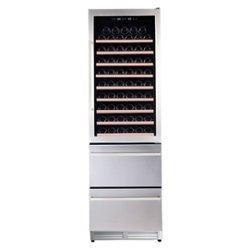 Avanti ELITE Series Wine Cooler, 108 Bottle Capacity, 2-Drawer Beverage Center, in Stainless Steel - Stainless Steel with Black Cabinet - Front_Zoom