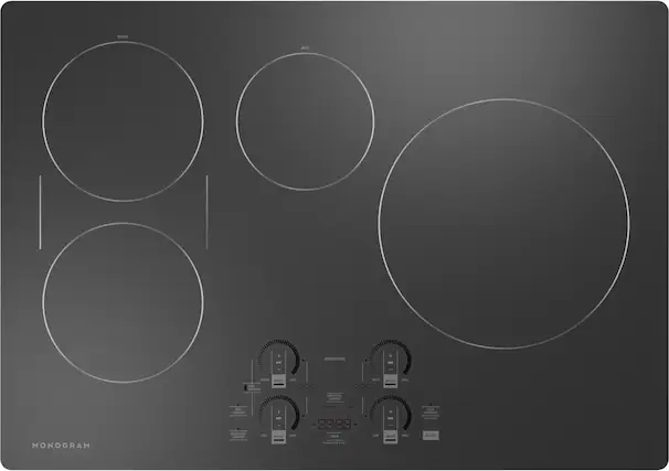Front. Monogram - 30" Built-In Induction Cooktop - Black Graphite.