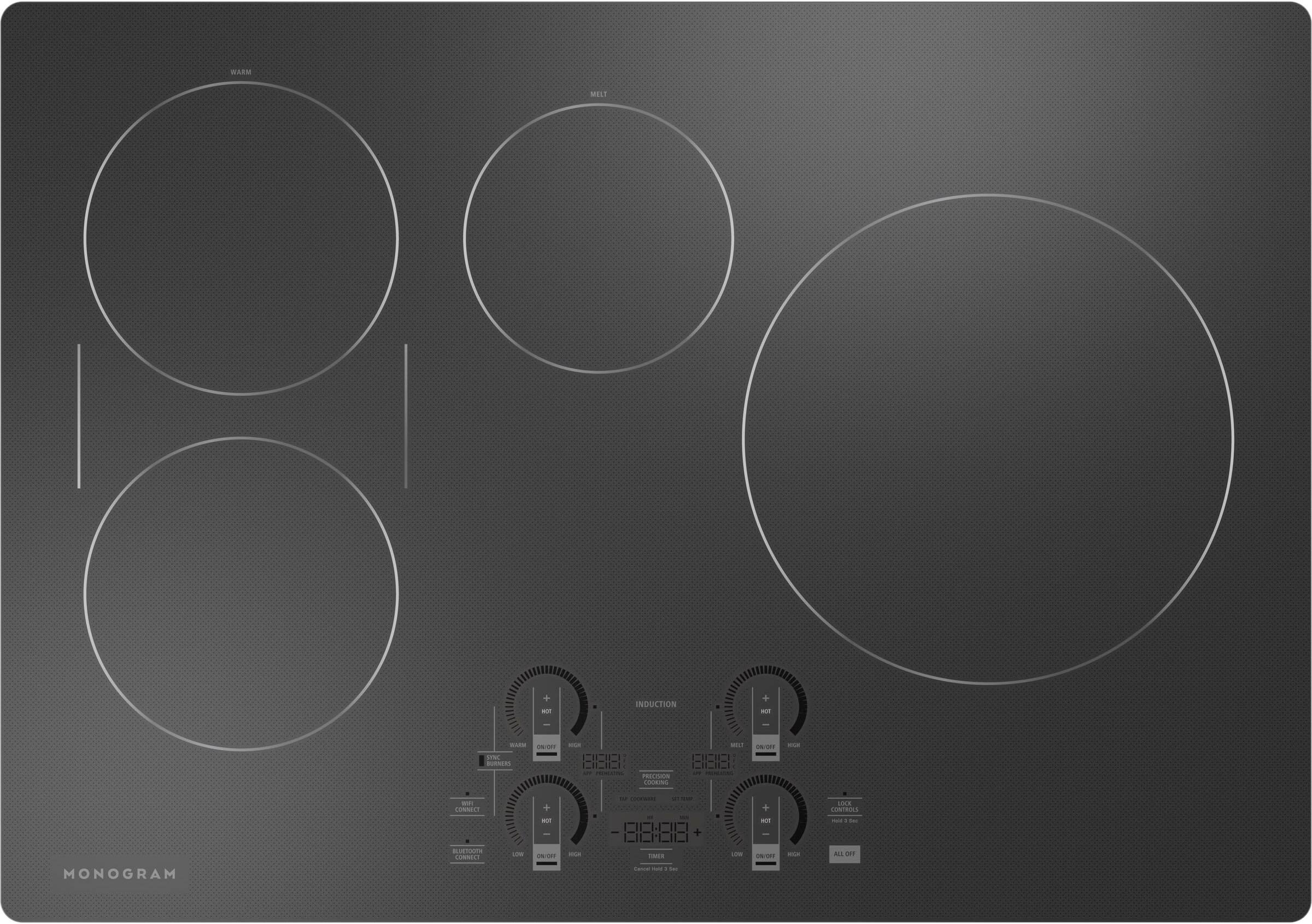 Monogram - 30" Built-In Induction Cooktop with 4 Cooking Elements and Precision Temperature Control - Black Graphite