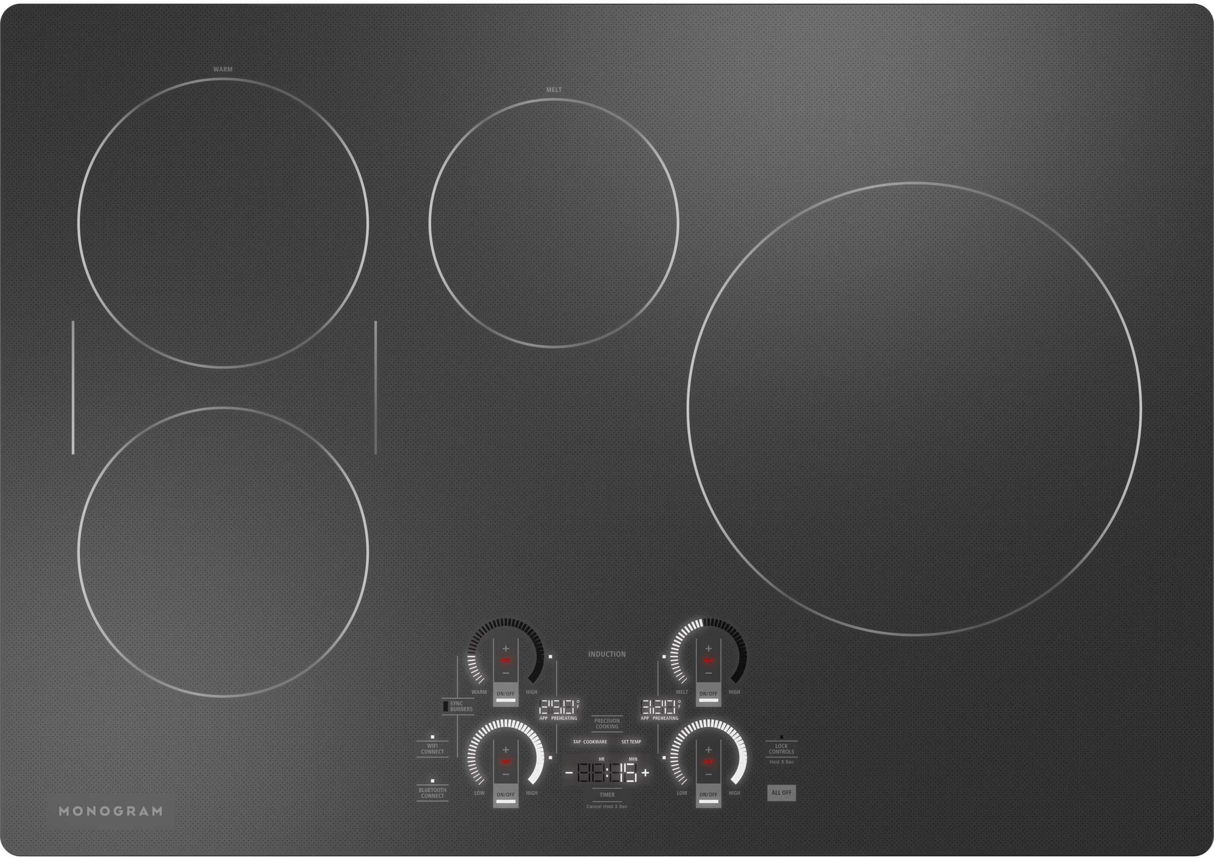 Alt View 11. Monogram - 30" Built-In Induction Cooktop - Black Graphite.
