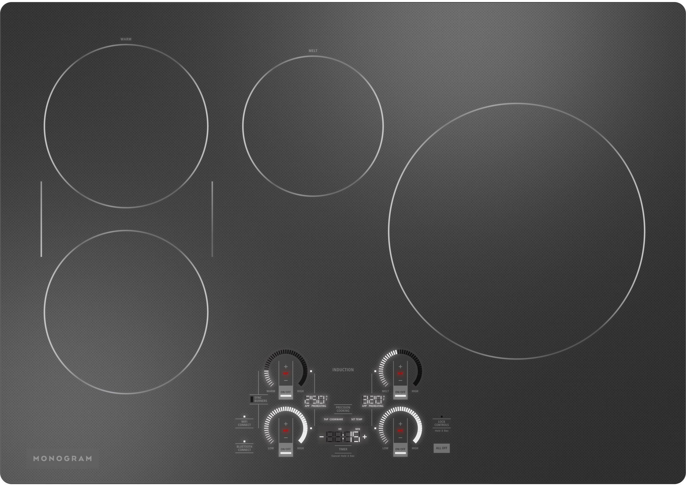 Alt View 11. Monogram - 30" Built-In Induction Cooktop - Black Graphite.