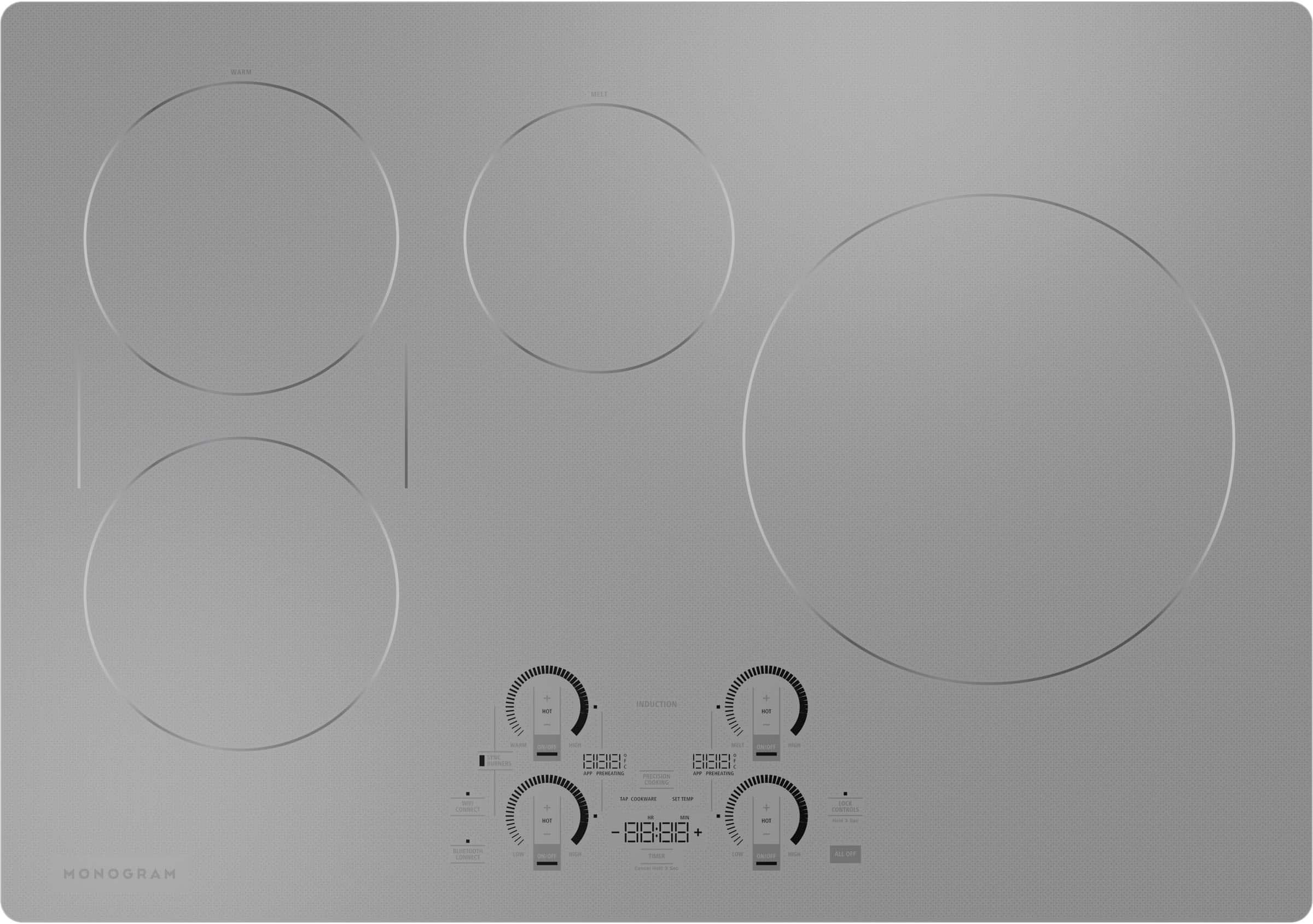 Front. Monogram - 30" Built-In Electric Cooktop - Silver.