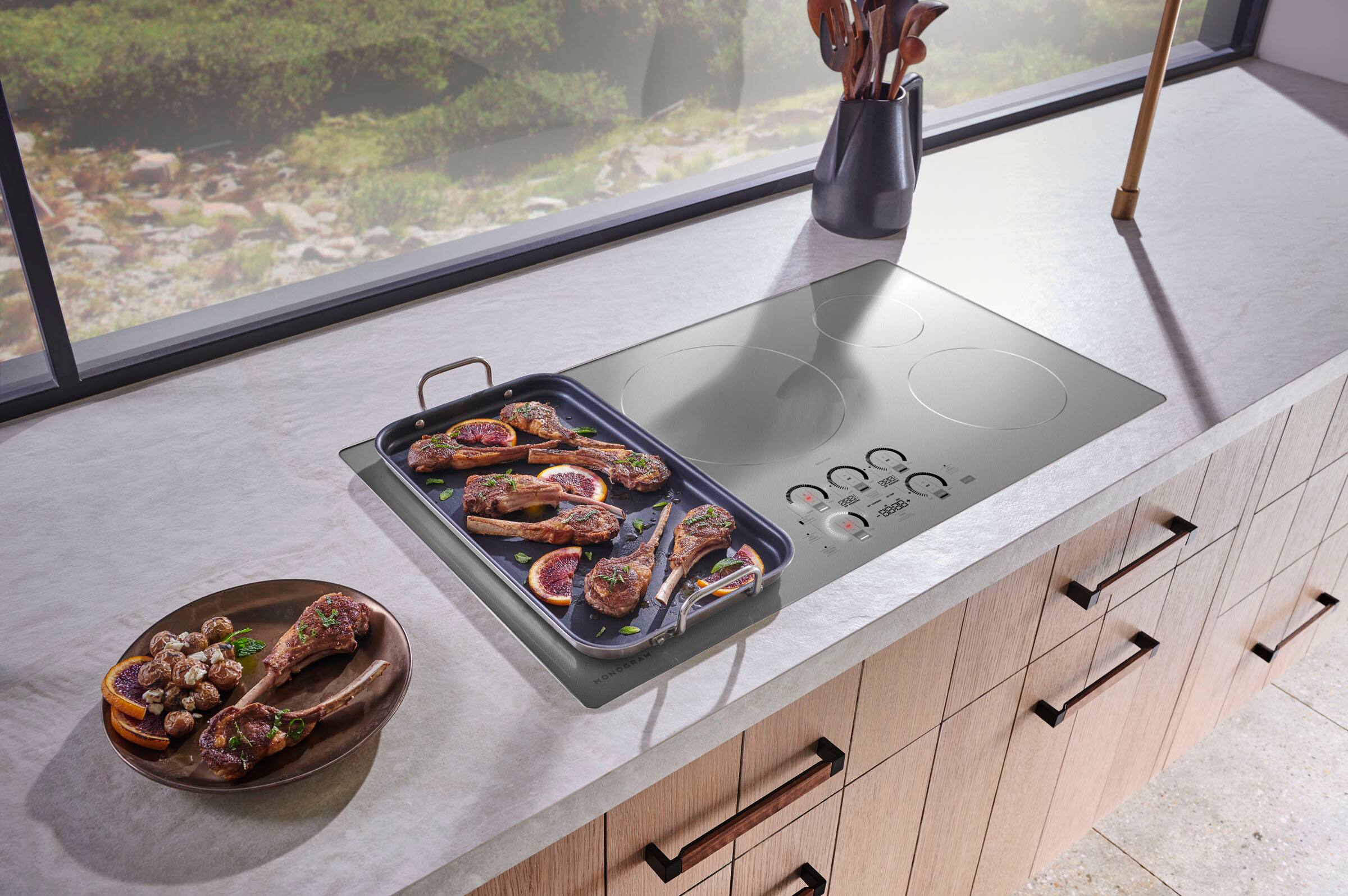 Alt View 14. Monogram - 30" Built-In Electric Cooktop - Silver.