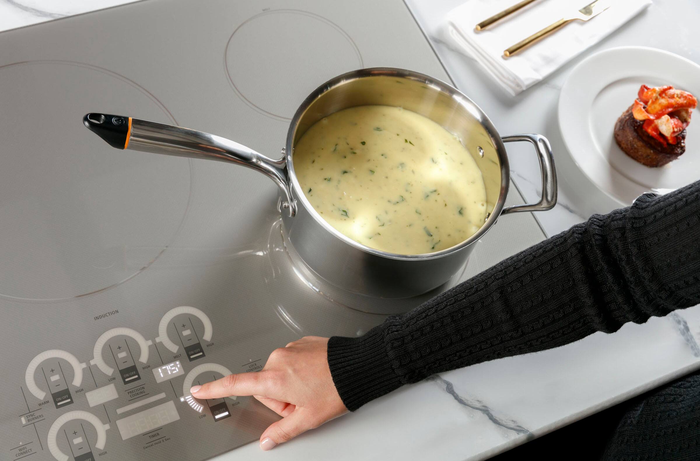 Alt View 15. Monogram - 30" Built-In Electric Cooktop - Silver.