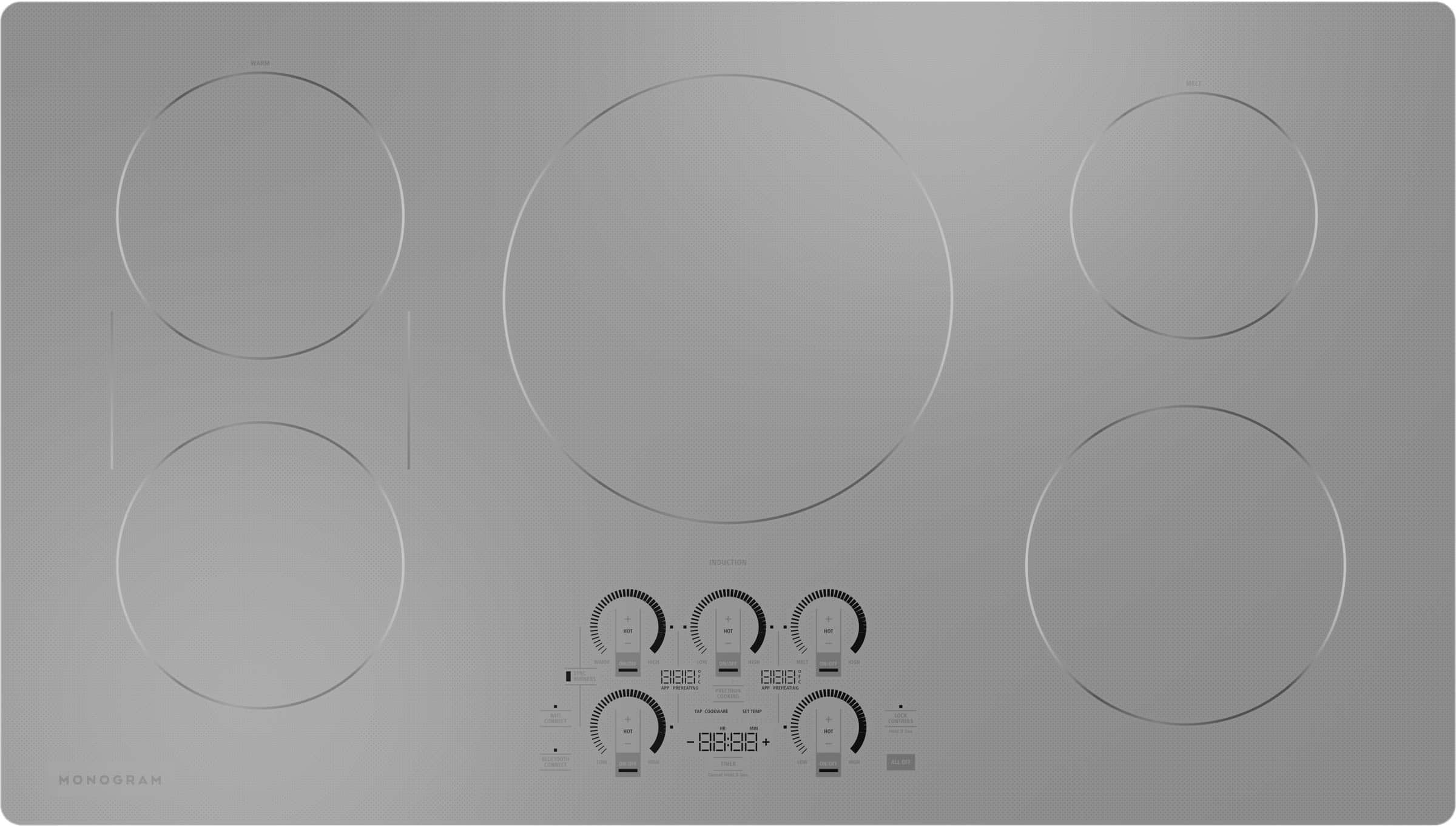 Front. Monogram - 36" Built-In Induction Cooktop - Silver.
